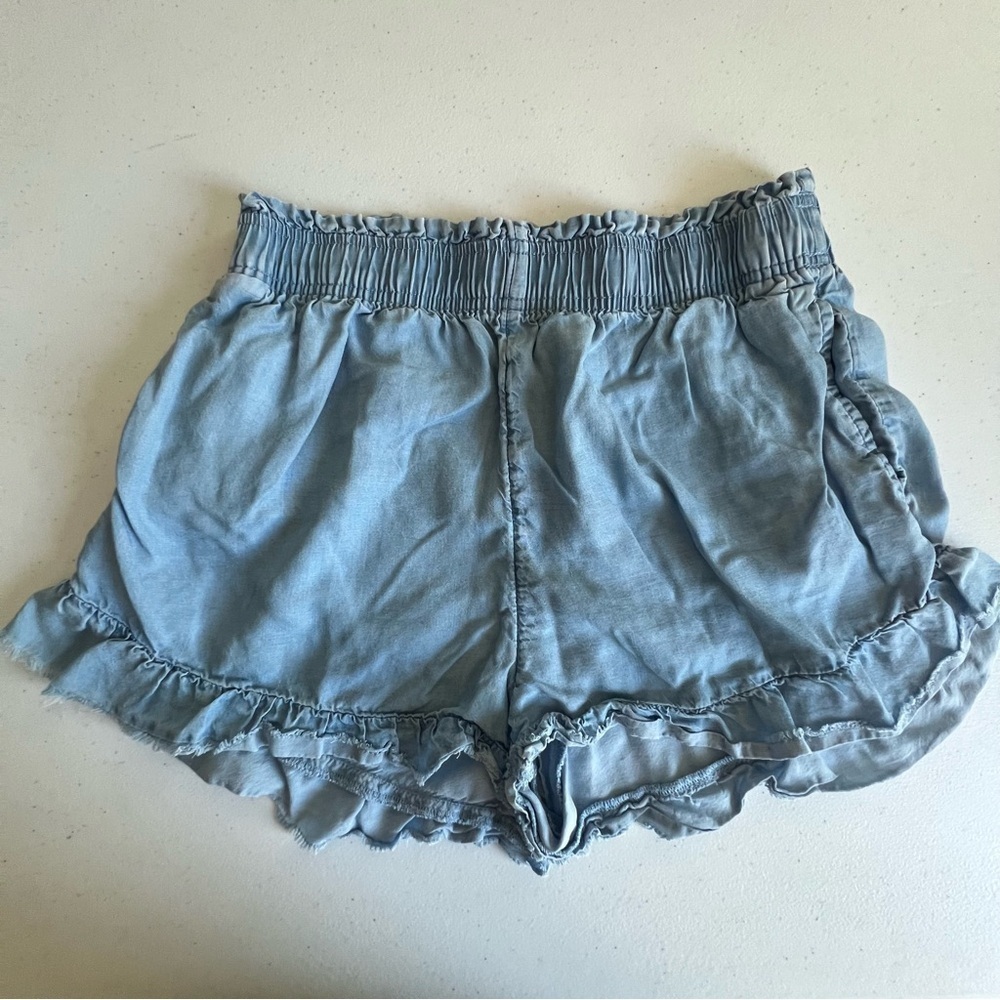 Aerie chambray ruffle pull on shorts size small